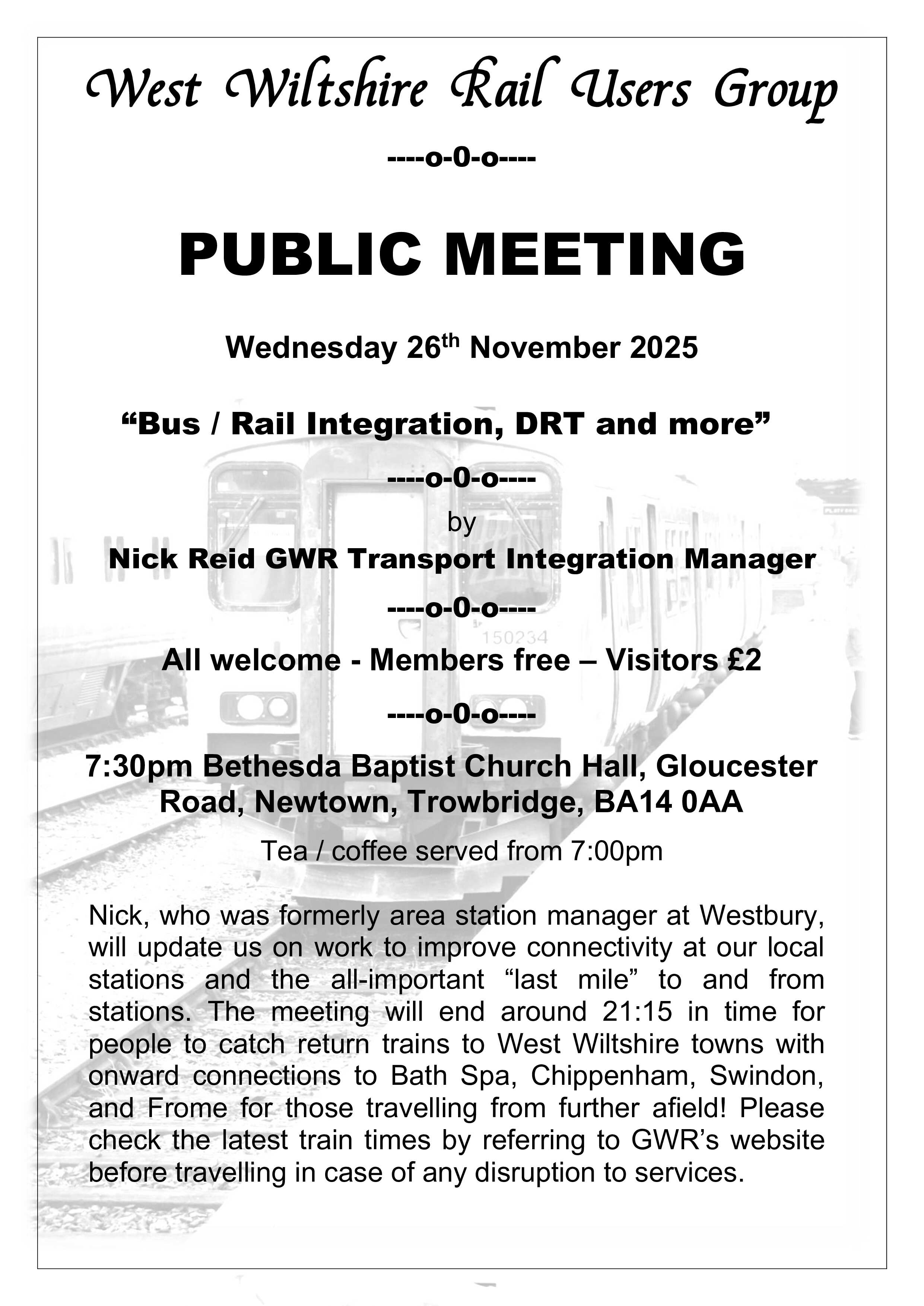 Details of the next WWRUG meeting