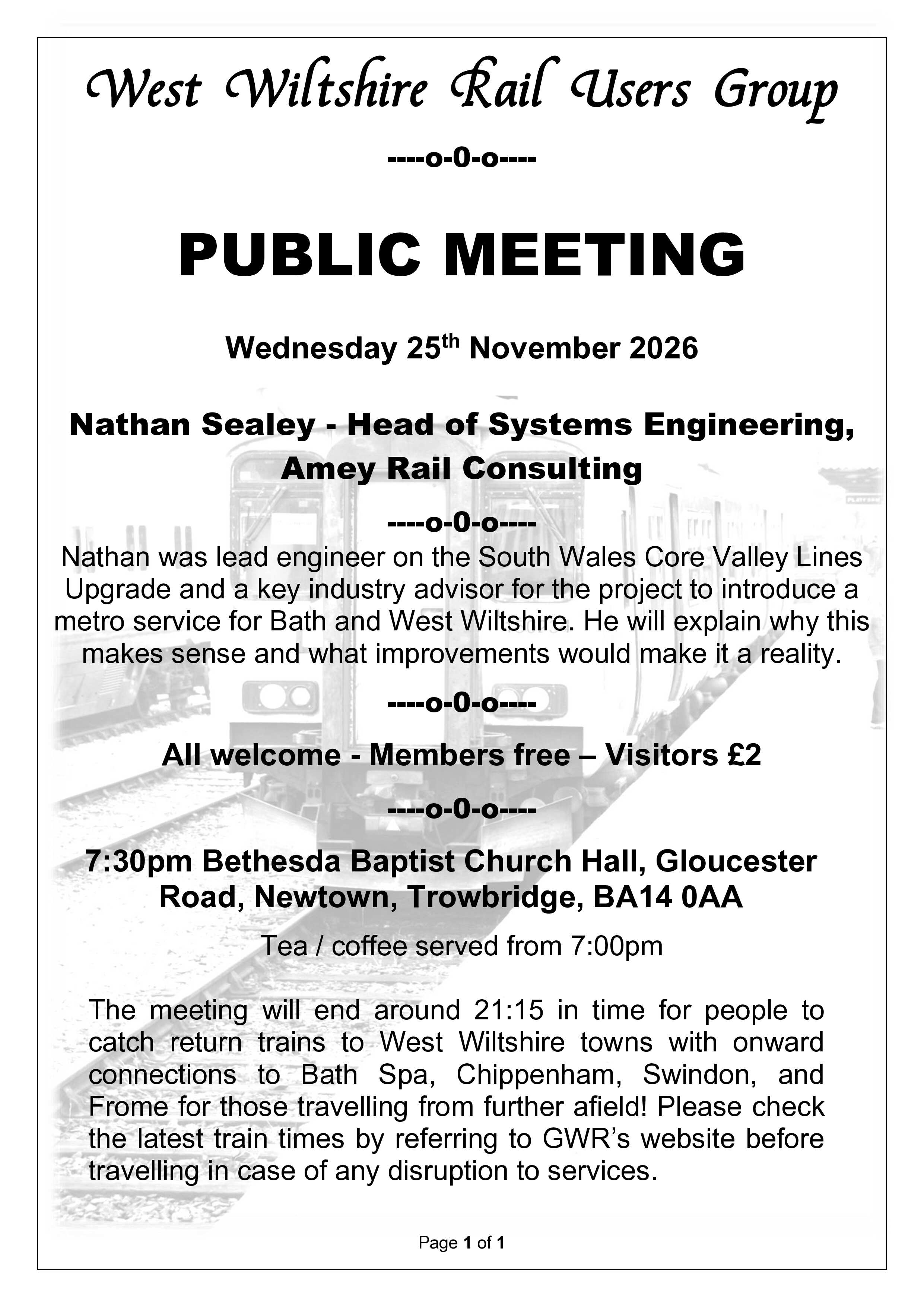 Details of the next WWRUG meeting